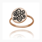 Copper/925 Sterling Silver Personalized Initial Monogram Ring