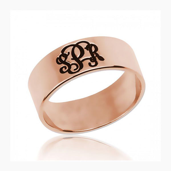Copper/925 Sterling Silver Personalized  Three Initials Monogram Ring