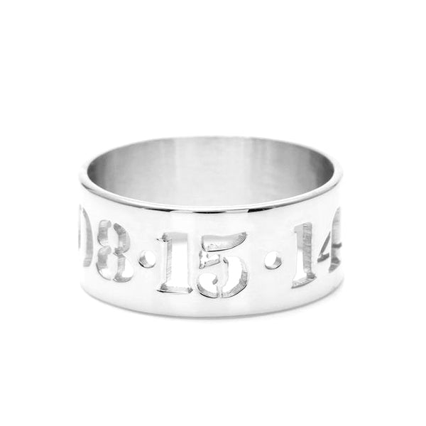 Copper/925 Sterling Silver Personalized Date Cut Out Ring