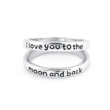 I Love You To The Moon and Back -Copper/925 Sterling Silver Personalized Double Band Engraved Ring