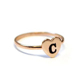 Copper/925 Sterling Silver Personalized Initial Heart Ring