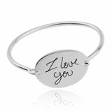 925 Sterling Silver Personalized Oval Signature Bangle