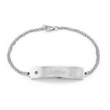925 Sterling Silver Personalized Birthstone ID Bracelet Length Adjustable 6”-7.5”