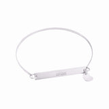 925 Sterling Silver Personalized Skinny Bar on Bangle with Heart