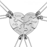 Copper/925 Sterling Silver Personalized 6 Pieces Puzzle Engraved Necklace For a Heart Adjustable 16”-20”