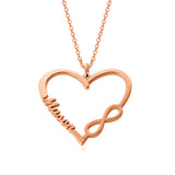 Copper/925 Sterling Silver Personalized  Heart Name Necklace  -Adjustable 16”-20”