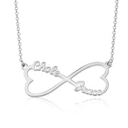 925 Sterling Silver Personalized Customized Infinity Heart Pendant Necklace Adjustable 16”-20”