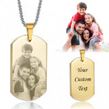 925 Sterling Silver Personalized Engraved Photo Dog Tag Necklace Adjustable 16"-20"