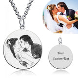 925 Sterling Silver  Personalized Circle Engraved Photo Necklace Adjustable 16”-20”