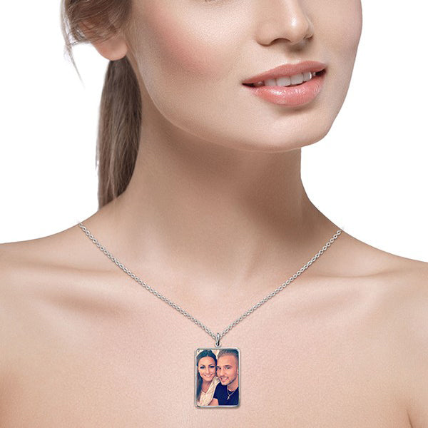 925 Sterling Silver Personalized Rectangle Engraved Photography Necklace Adjustable 16”-20”