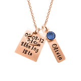 Copper/925 Sterling Silver Personalized Bar Engraved Necklace With A Heart Charm Adjustable 16”-20”