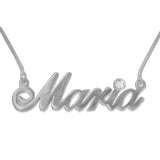 925 Sterling Silver Personalized Crystal Name Necklace Adjustable 16”-20”