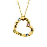 925 Sterling Silver Personalized Birthstone Heart Necklace Adjustable 16"-20"