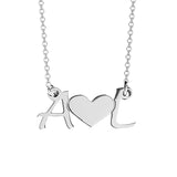 925 Sterling Silver Personalized Initial Heart Necklace Adjustable 16”-20”