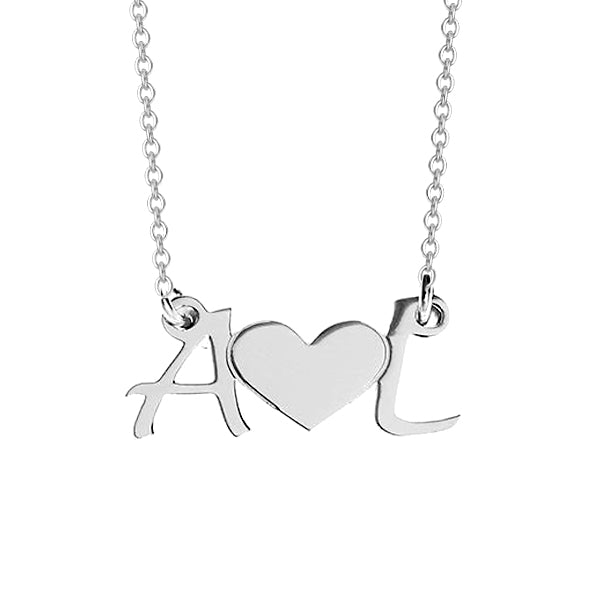 925 Sterling Silver Personalized Initial Heart Necklace Adjustable 16”-20”