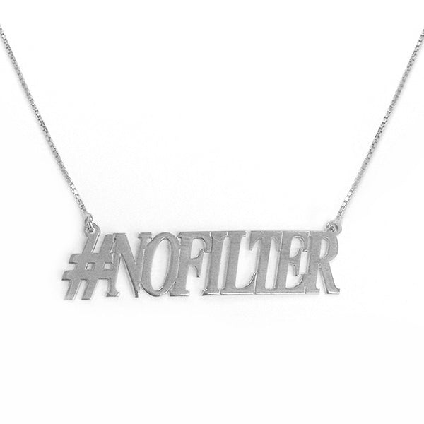 925 Sterling Silver Personalized Hashtag NOFILTER Necklace Adjustable 16”-20”