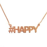 925 Sterling Silver Personalized Hashtag HAPPY Necklace Adjustable 16”-20”