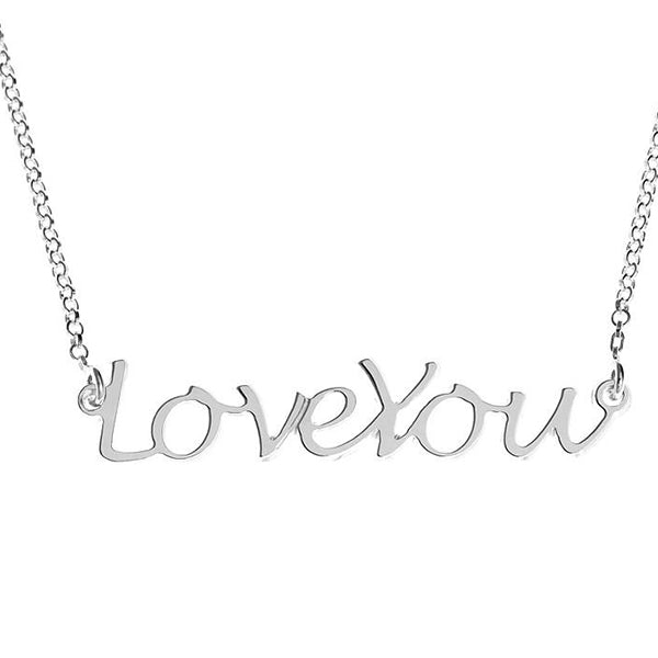 925 Sterling Silver Personalized Handwritten Love You Necklace Adjustable 16”-20”