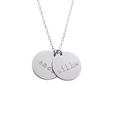 925 Sterling Silver Personalized Double Disc Name Necklace Adjustable 16”-20”