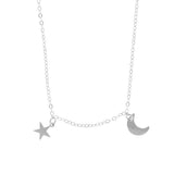 925 Sterling Silver Personalized Mini Moon and Star Necklace Adjustable 16”-20”