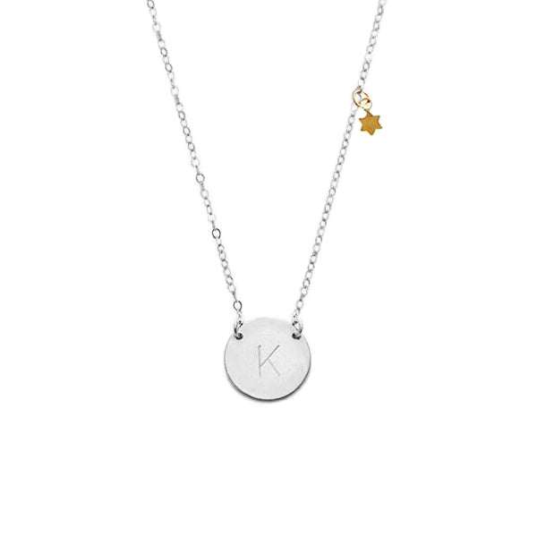 925 Sterling Silver Personalized Initial Necklace with Mini Star Adjustable 16”-20”