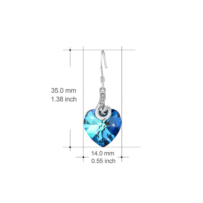 925 Sterling Silver Charm Love Heart Jewelry Drop Earrings for Women