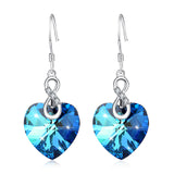 925 Sterling Silver Jewelry Infinity Blue Love Heart Drop Earrings