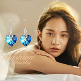 925 Sterling Silver Infinity Double Love Heart Crystal Drop Earrings