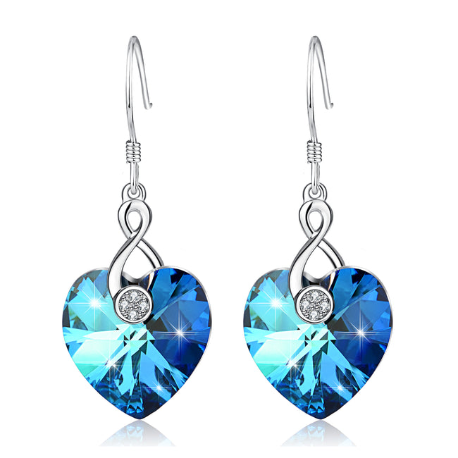 925 Sterling Silver Lovely Telephone Handle Ocean Heart Jewelry Drop Earrings
