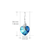 Blue Love Heart -925 Sterling Silver Drop Earrings With Crystals