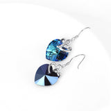 925 Sterling Silver Noble Crystals Love Heart Drop Earrings for Women