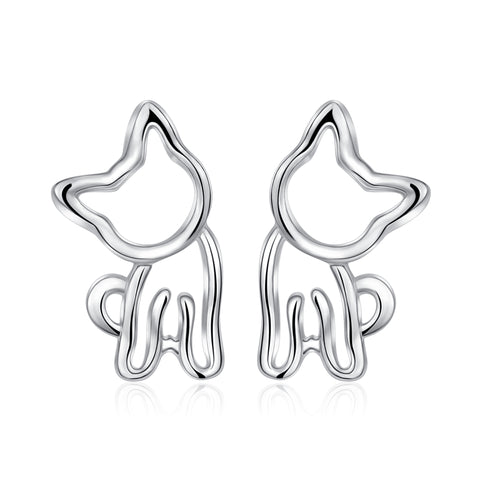 925 Sterling Silver Charm Little Cat Studs