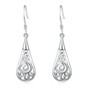 925 Sterling Silver Peacock Oval Dop Earrings