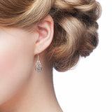 925 Sterling Silver Peacock Shape Elegant Drop Earrings