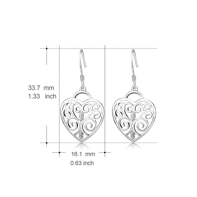925 Sterling Silver Chinese Pattern Style Drop Earrings