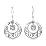 925 Sterling Silver Chinese Style Round Drop Earrings