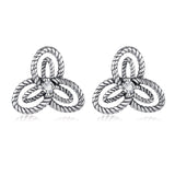 925 Sterling Silver Crystal Twisted Flower Studs
