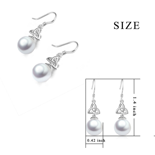 925 Sterling Silver Pearl Elegant Drop Earrings For Women Friends