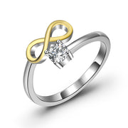 925 Sterling Silver Charm Two-Tone Crystal Ring