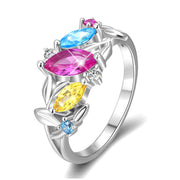 925 Sterling Silver Flower Cubic Zirconia Ring
