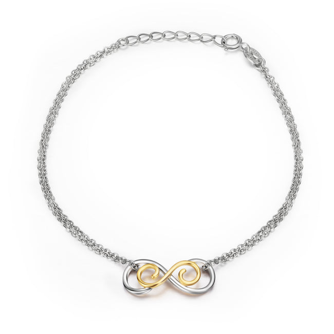 925 Sterling Silver Double Infinity Bracelet For Women Friends