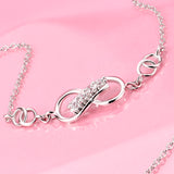 925 Sterling Silver Infinity Cubic Zircon Adjustable Chain Bracelet For Women