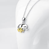 925 Sterling Silver Lovely Mom Baby Elephant Necklace