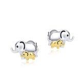 925 Sterling Silver Mom Baby Elephant Studs