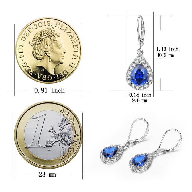 925 Sterling Silver Dewdrop Blue Crystal Drop Earrings