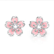 925 Sterling Silver Pink Flower Cubic Zircon Necklace