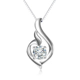 925 Sterling Silver Ribbon Shape Jewels Attract Necklace For Women Girls