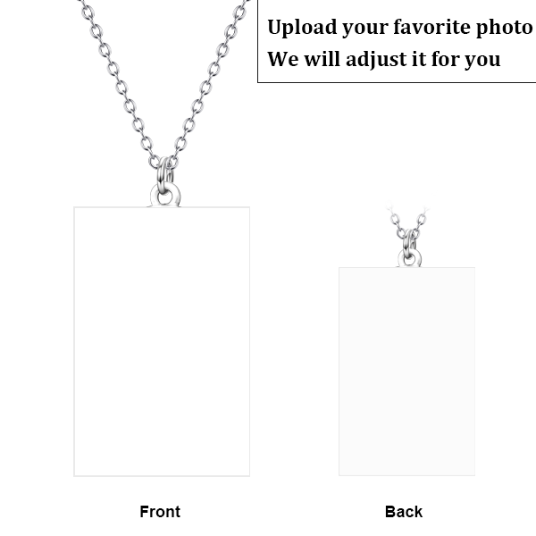 925 Sterling Silver Personalized Pets Photo Engraved Necklace Adjustable 16”-20”