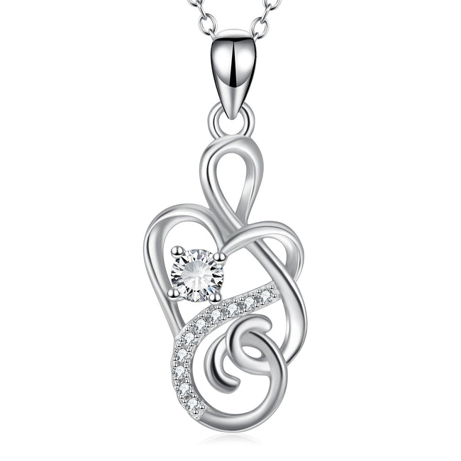 925 Sterling Silver Intertwined Heart Fine Jewels Necklace