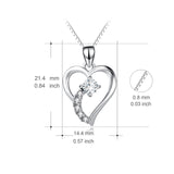 925 Sterling Silver Love Heart Crystal Lucky Pendant Necklace